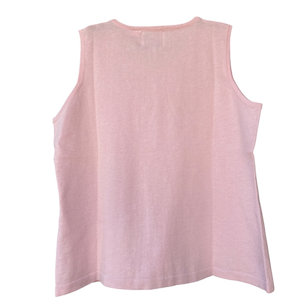 Storybook Knits Pink Beaded Sequins Floral Sleeveless Cottagecore Top NWT Size L - Picture 2 of 9